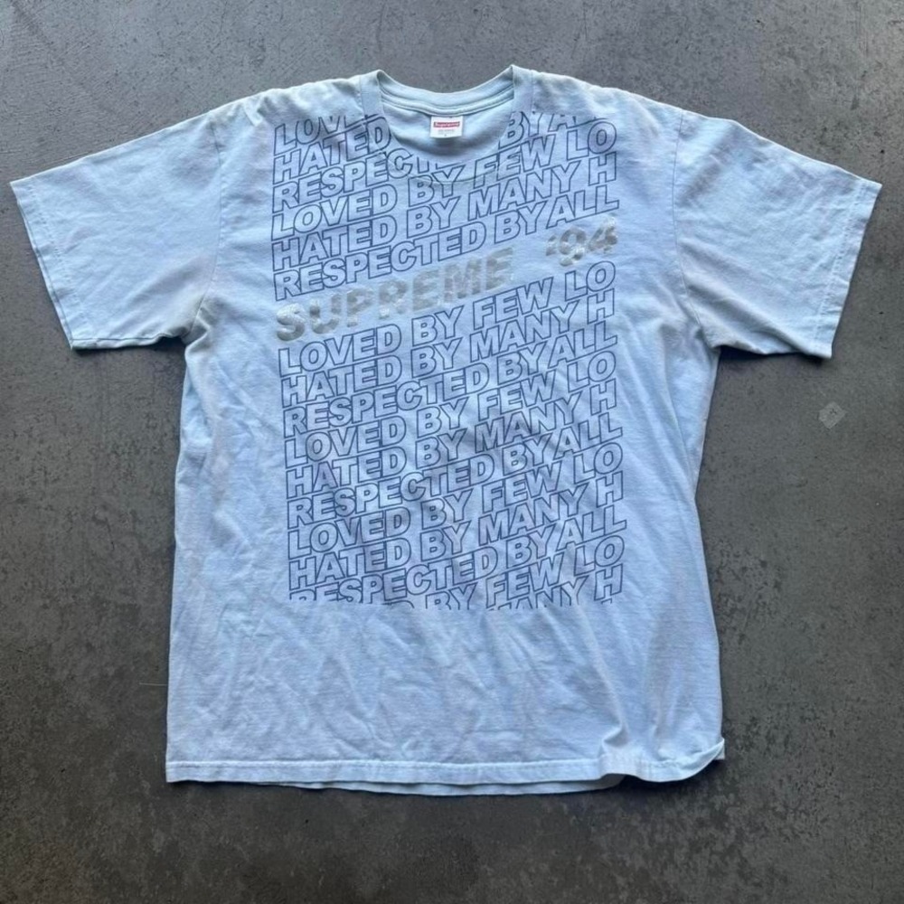 2000s Supreme Spellout All Over Print Blue Shirt Hip Hop Streetwear Designer